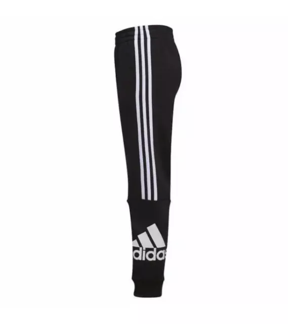 NWT adidas Boys' Youth Cotton Fleece Jogger Sweatpants 3 Stripes BLACK