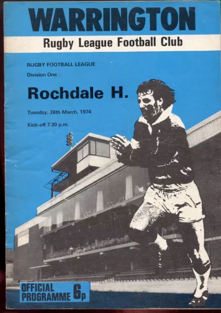 Warrington v Rochdale - 26th March 1974 - Rugby League Football Programme