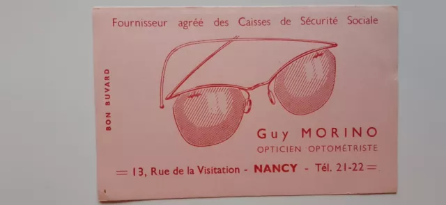 Buvard vintage  Guy MORINO OPTICIEN OPTOMÉTRISTE  NANCY