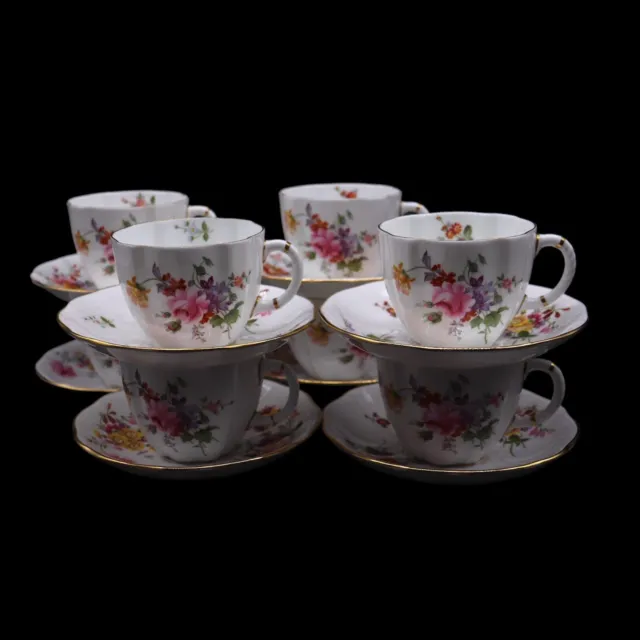 Royal Crown Derby “Derby Posies” Flat Cup & Saucer Set - Set of 8