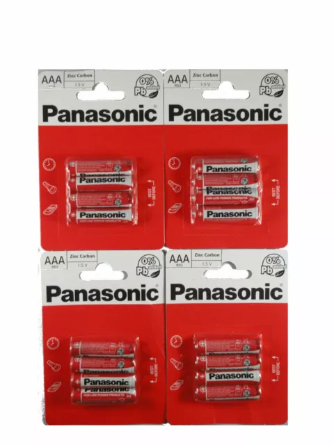 4x PANASONIC AAA Size Batteries 4 Pack - R03 4BP (16 Pieces)