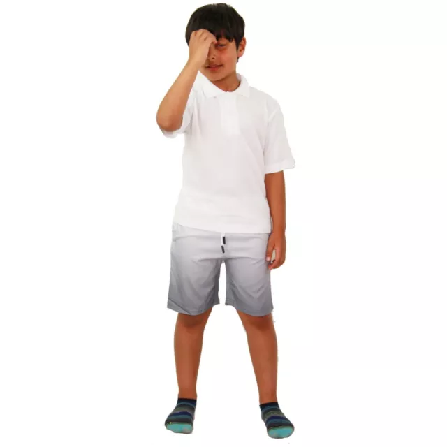 Kids Boys Girls Shorts Two Tone Grey Summer Chino Short Knee Length Half Pants