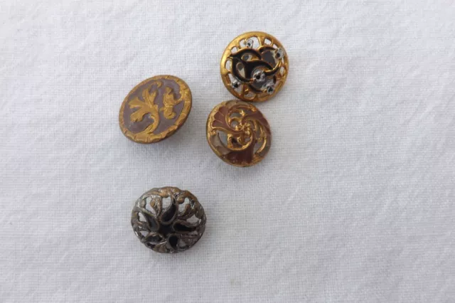 Four Rare Metal  Austrian Tinies Buttons  1.5Cms (392)