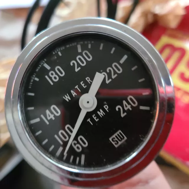 NOS 1960's Stewart Warner 2 1/16" Mechanical Brass Temp Gauge Hot Rod Rat Gasser