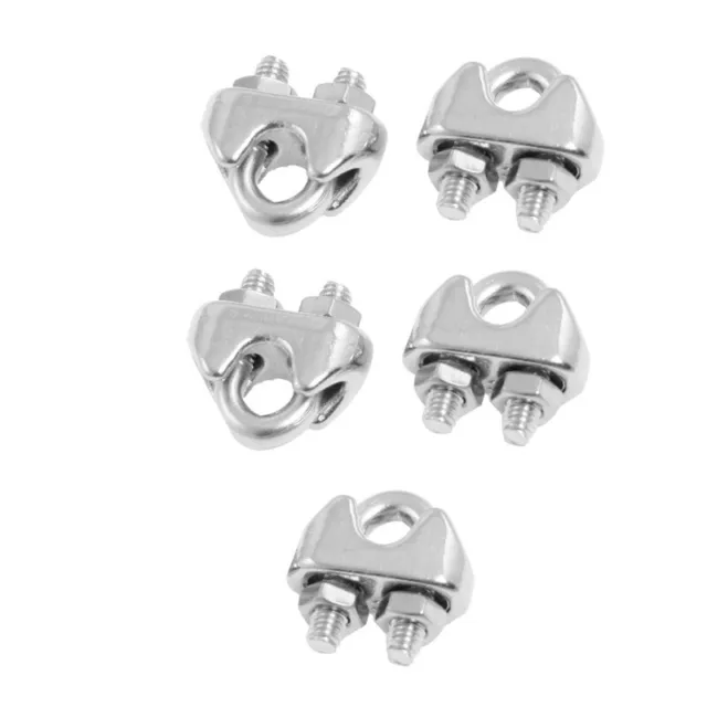 2X(5 Pcs 304 Stainless Steel  Clamp Cable Clip for 3/25" 3mm Wire Rope C7L6)
