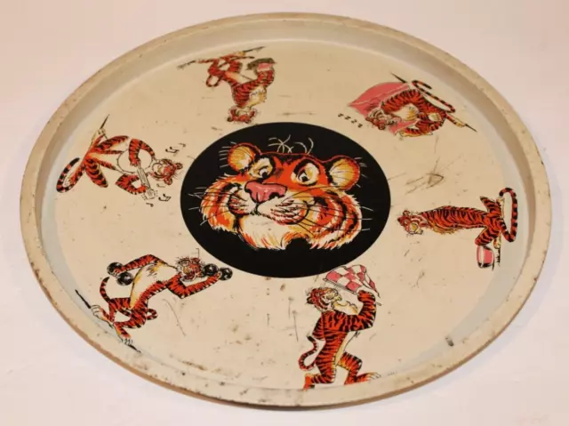 Vintage 1960s Esso Exxon Gas Station Tiger In Your Tank Tin Metal Promo Tray 13"