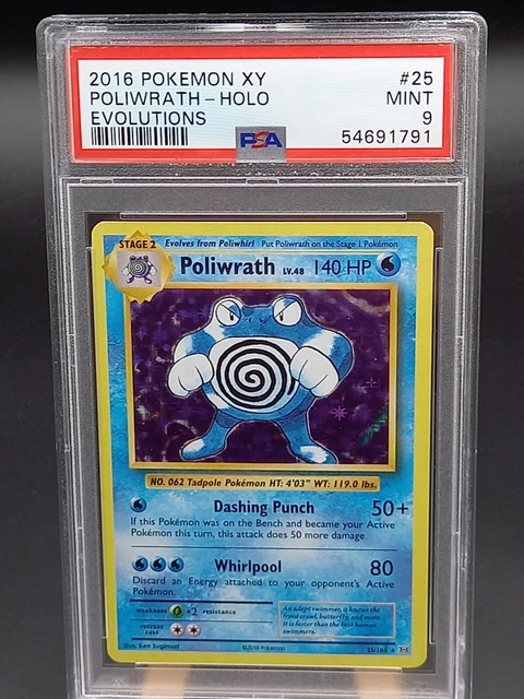 Pokemon Card Poliwrath holo Evolutions XY Tartard 25/108 Amazing PSA 9!