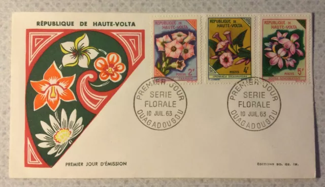 Stamps Upper Volta. FDC,  Flowers, 1963