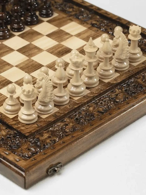 Jeu d’échecs de luxe 40 cm en Bois Avec Notations, Pièces lestées