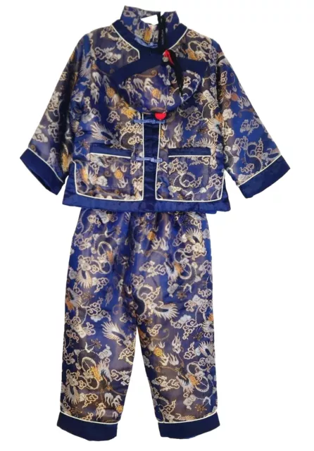 Shanghai Tang Silk Mandarin Asian Oriental Kimono Jacket Pant Hat Set Size 11