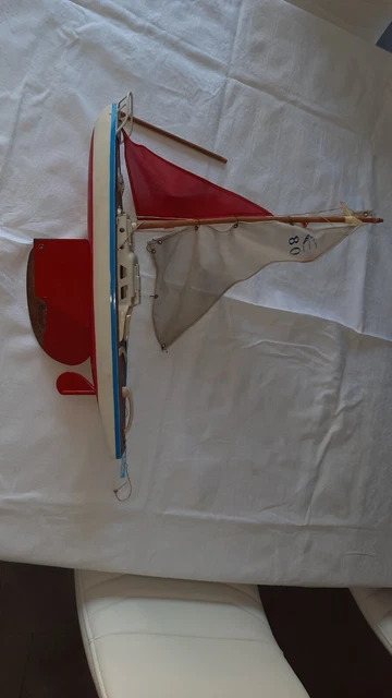 Ancien Voilier De Bassin NOVA FRADET MFP En Bois - Jouet Miniature Bateau Rare