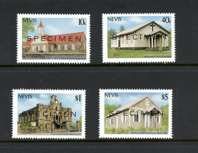 R3154 Nevis 1986 Kirchen Specimen Überdruckt 4v. MNH