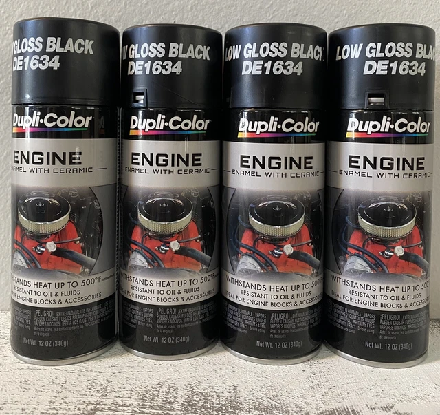 Dupli color DE1634 (4pack) Engine Enamel Paint w/ Ceramic Low Gloss BLACK -12oz