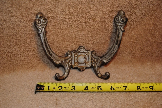 Vintage Antique Cast Iron Double Coat or Hat Hook for Coat Tree Hall Tree