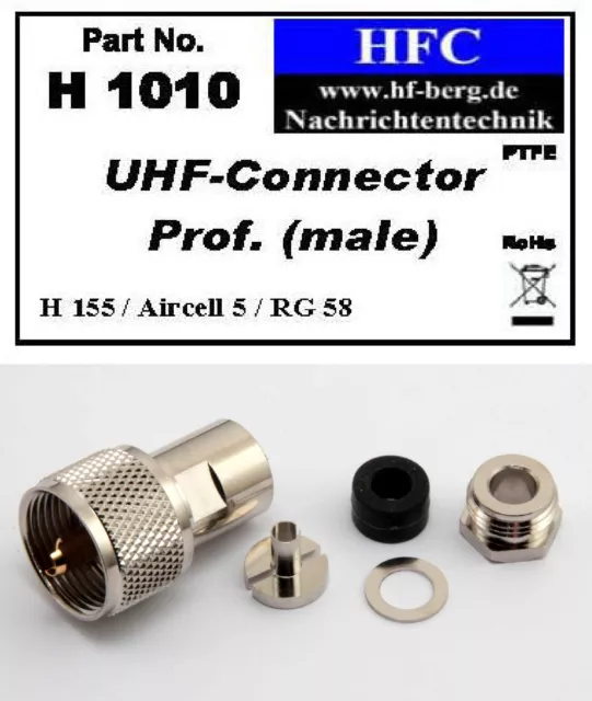 1 Stück UHF-Stecker spezial für H 155 / Aircell 5 / RG 58 Koaxkabel 50 Ω (H1010)