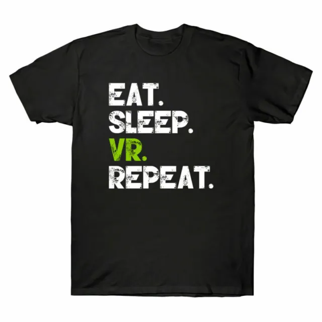Short VR Repeat Men's Tee Sleep T-Shirt Eat Funny Cotton Sleeve
