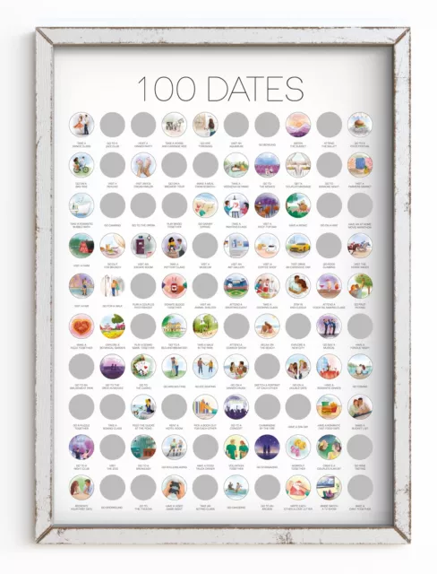 100 Dates Scratch Off Poster - Gift for Her, Anniversary for Couples, Date Ni...