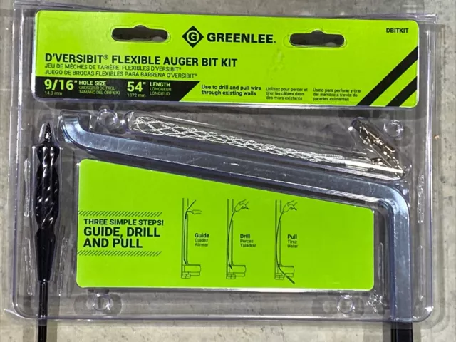 Greenlee 54" D'Versibit Flexible Auger Bit Kit 9/16", DBITKIT New 3