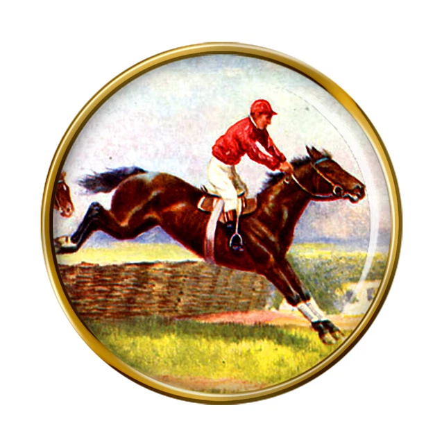 Caballo Carreras Sobre Valla Pin Insignia