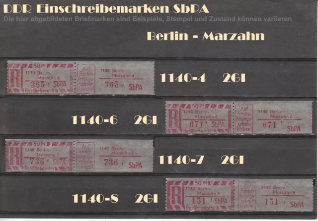 DDR R-Zettel SbPA Einschreibemarken Berlin-Marzahn 1140 - 1143 postfrisch ** LOT 2