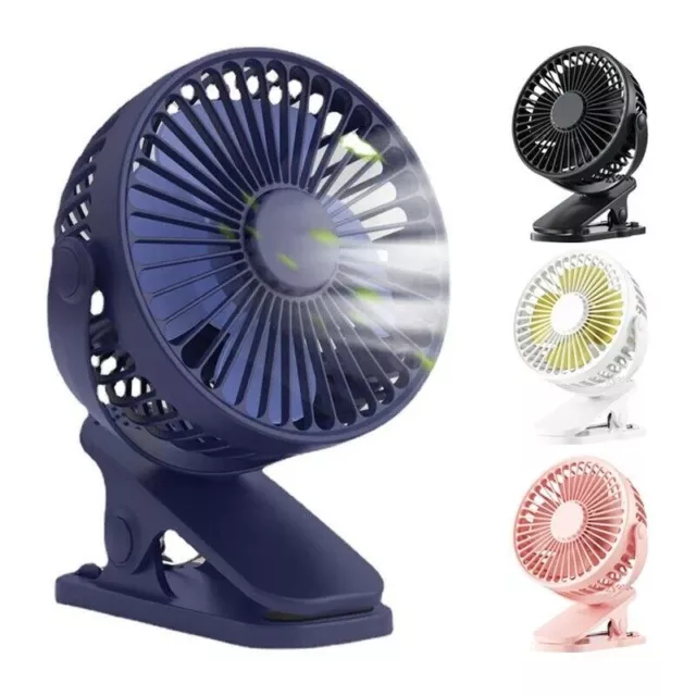 USB Rechargeable Mini Cooling Fan Clip On Desk Portable Camping Stroller Fan