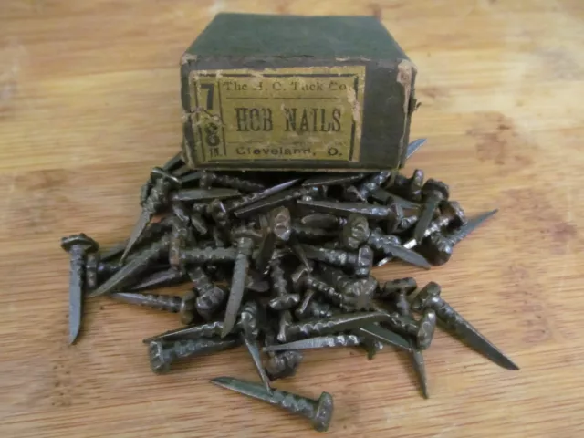 Antique Nails In Original Box HOB Nails 7/8"  H.C Tack Co. Cleavland OH