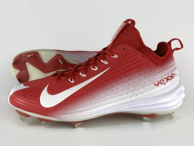 Nike Lunar Vapor Trout Metal Baseball Cleats Mens 13 Red White Volt 654853-610 2