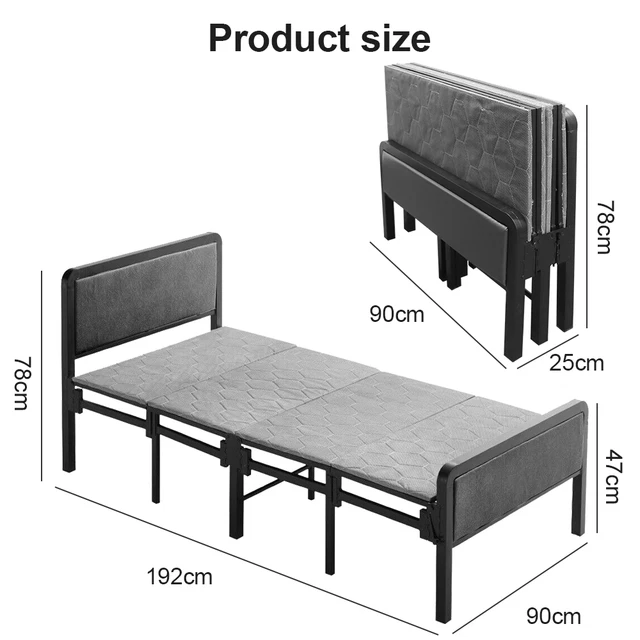 FOLDING BED ROLLAWAY Portable Guest Bed Metal Frame Single Sleeper Bed
