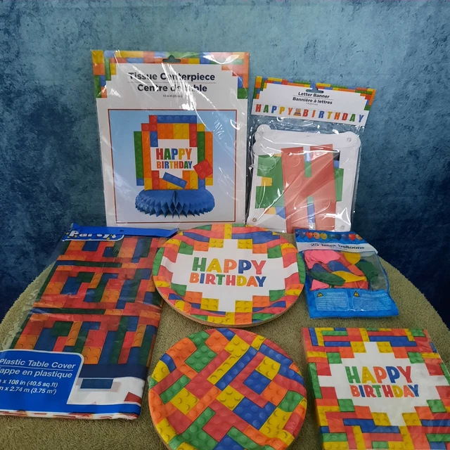 FELIZ CUMPLEAÑOS Fiesta en una caja BLOQUES DE CONSTRUCCIÓN Kit de suministros para celebración de cumpleaños