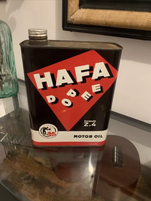 Ancien Bidon D'huile  Hafa Dopee Motor Oil