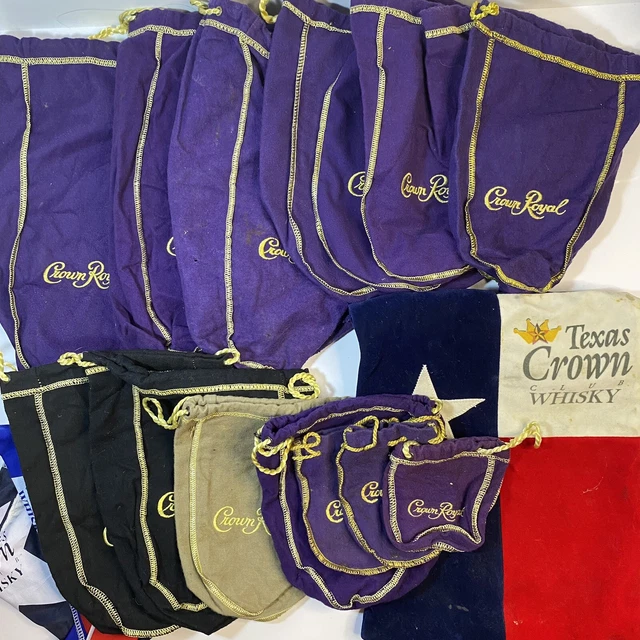 Lot Of 14 Fourteen Crown Royal Whiskey Bags And Texas Whiskey Bag Bandannas