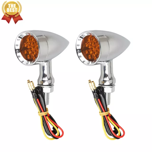 Chrome Motorcycle Led Turn Signal Indicator Lights For Bobber Chopper Cafe Racer