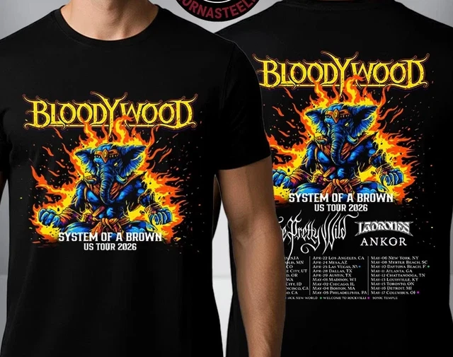 BLOODYWOOD SYSTEM OF A Brown Us Tour 2026 Schedule Tour T Shirt Shirt bloodywood-system-of-a-brown-us-tour-2026-schedule-tour-t-shirt-shirt