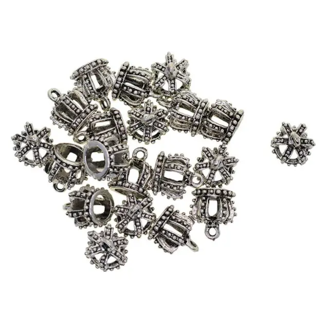 Retro Silver 3D Crown Dangle Beads Charms Pendants Craft/Jewelry Findings 20