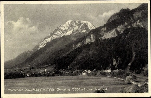 Ak Wörschach Steiermark, Blick auf den Ort mit dem Grimming - 2112952