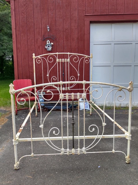 Antique Cast Iron Bed,Musical Lyar / Harp decoration Circa 1890 Wonderful  Item