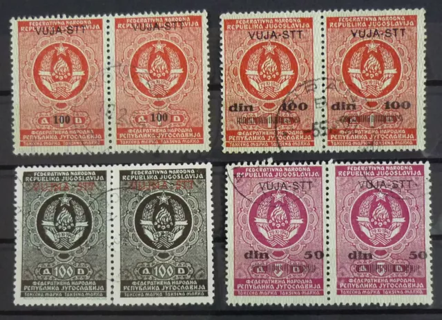 Slovenia c1950 Italy Trieste-VUJA STT Ovp. Yugoslavia Revenue Stamps - Pairs A6