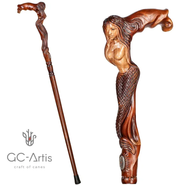 Wooden Walking cane Indian Chief stick Hand Carved Wood Crafted for men  women