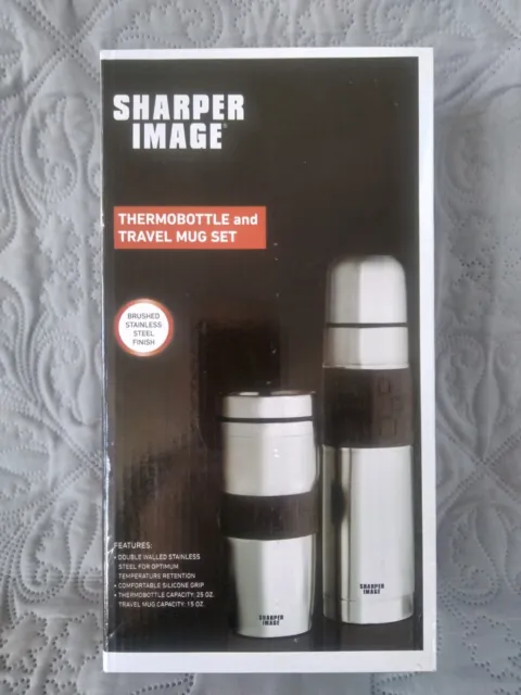 Sharper Image Stainless steel Thermobottle and Travel Mug Hot or Cold Set – NEW