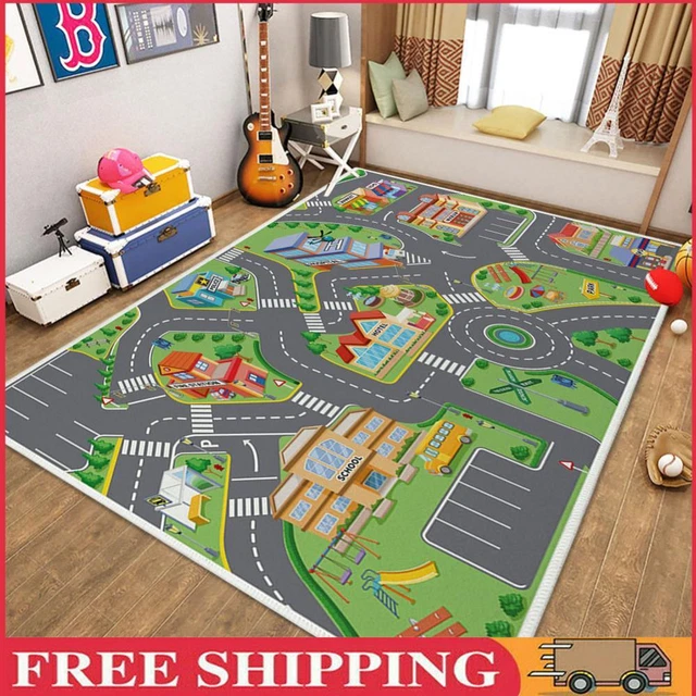 Kids Cartoon Carpet Rectangular Crawling Rug for Playroom Bedroom (60*90cm A)