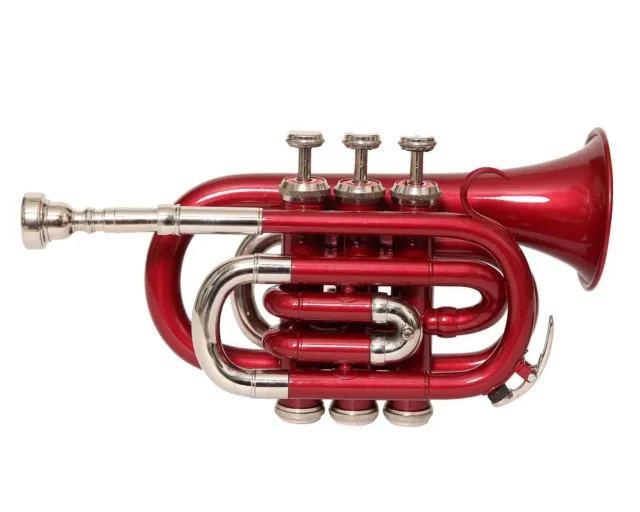 WEEKEND SALE New Brass Red Nickle Bb flat Pocket Trumpet + Hard Case Mouthpiece