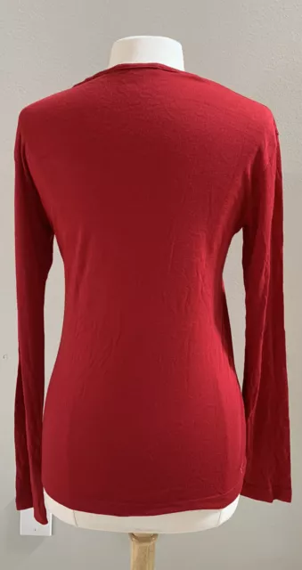 Y-3 Yohji Yamamoto Red Rayon Wool Top Long Sleeve Stretch Women’s Size S EUC 2