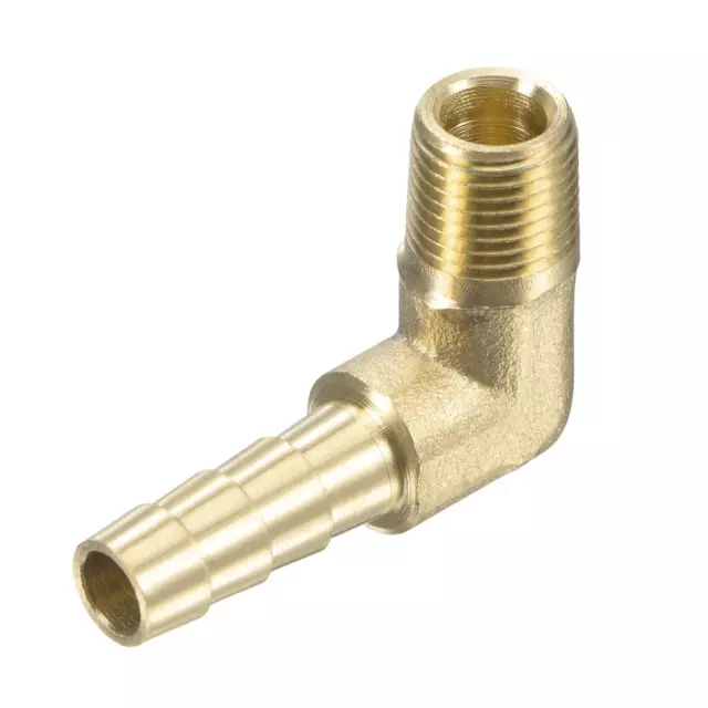 Laiton Tuyau Cannelé Raccord Coude 1/4 Poucex1/8 NPT Mâle Angle Tuyau Connecteur