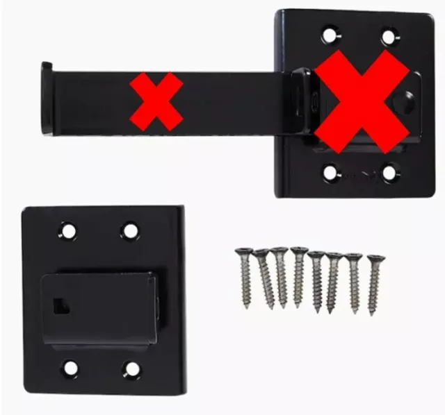 National N109-001 Heavy-Duty Black Flip Gate Latch, Left Plate & Hardware Only