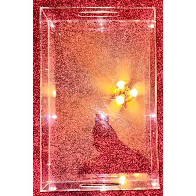 Estilo Premium Acrylic Serving Tray with Handles for Breakfast, Coffee Tables