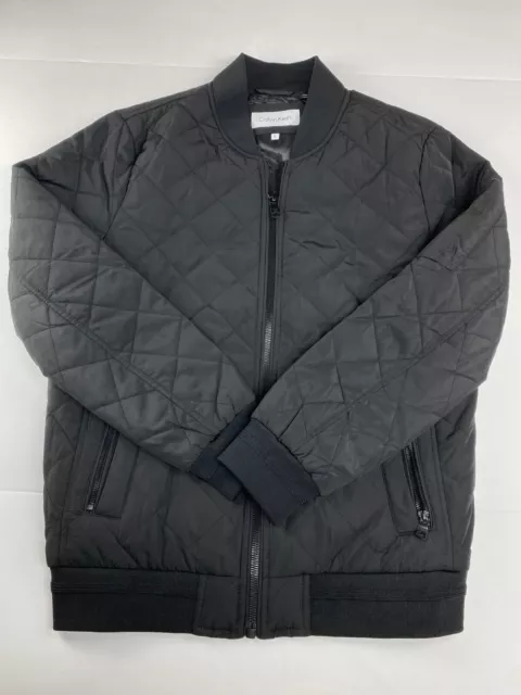 Calvin Klein Men's Quilted Bomber Jacket Full Zip Black Sz Small New