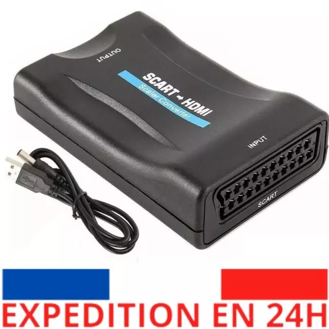 1080P HD Scart Peritel vers HDMI Convertisseur TV Vidéo Audio Adaptateur Câble C