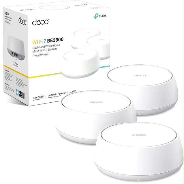 TP-LINK DECO 3.6GBPS WIFI 7 BE3600 Mesh Routers (3-pack) Dual-Band AI ...