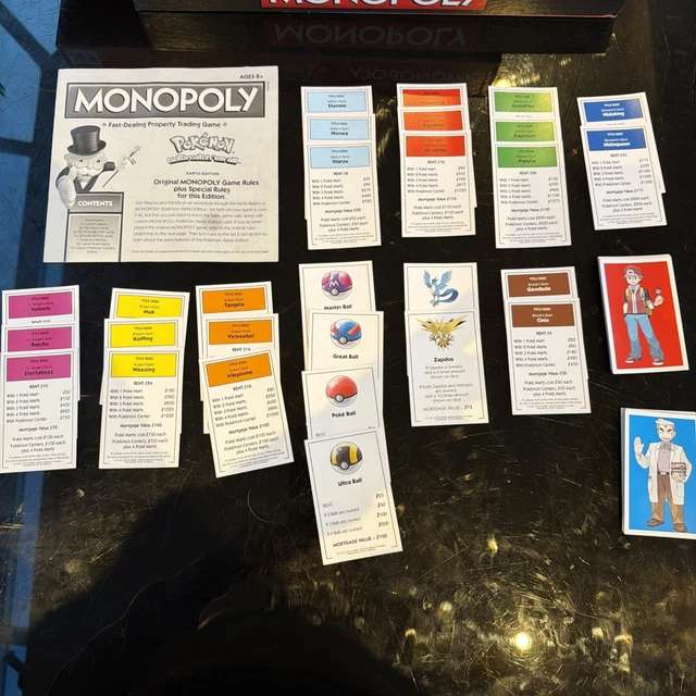Monopoly Pokémon Edition Board Game Instruction Manual