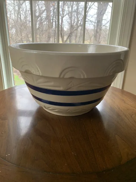 Vintage Robinson Ransbottom Pottery Mixing Bowl Rrp 305 14" Cobalt Band Rare